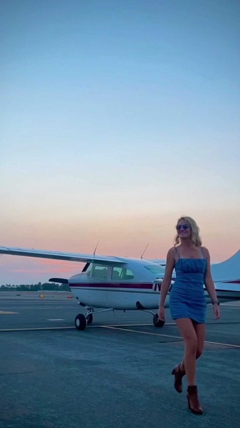 Pacey at the plane at sunset on Instagram @paceyshunter